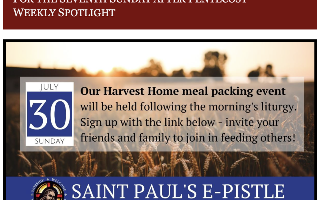 E-pistle for Sunday 16 July 2023