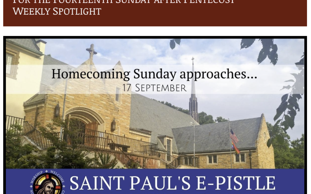 E-pistle for Sunday 17 September 2023