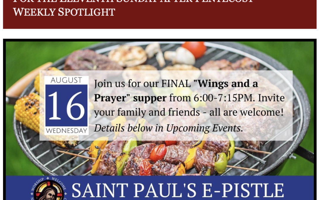 E-pistle for Sunday 13 August 2023