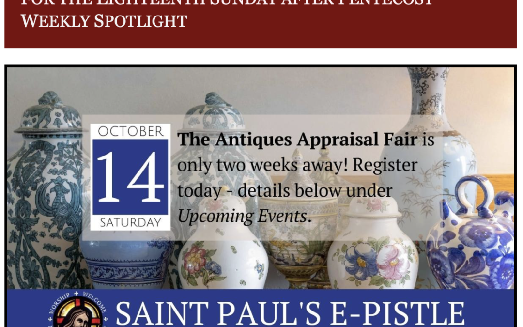 E-pistle for Sunday 01 October 2023