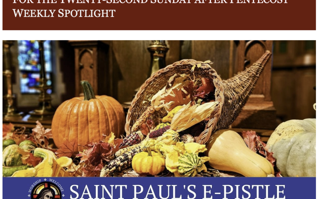 E-pistle for Sunday 29 October 2023