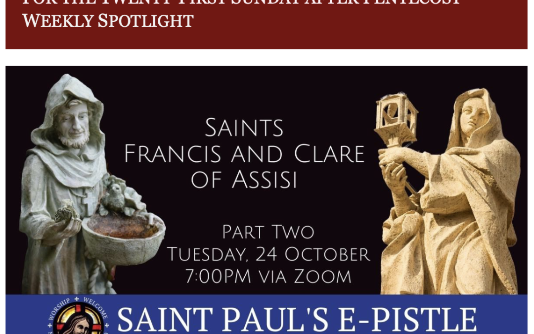 E-pistle for Sunday 22 October 2023