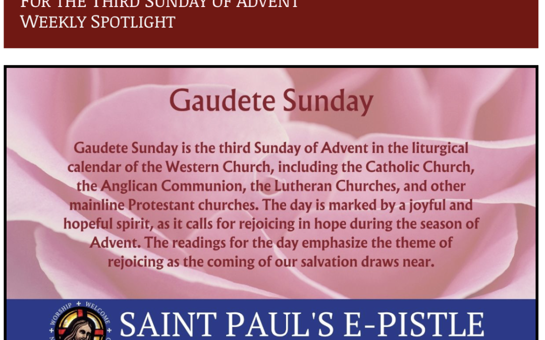 E-pistle for Sunday 17 December 2023