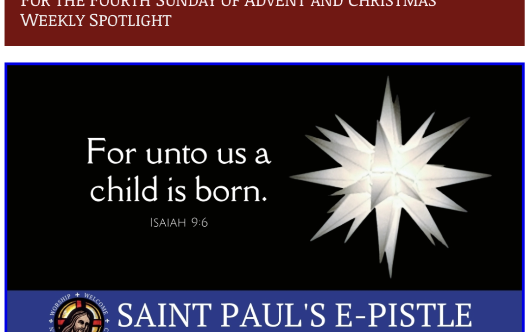 E-pistle for Sunday 24 December 2023