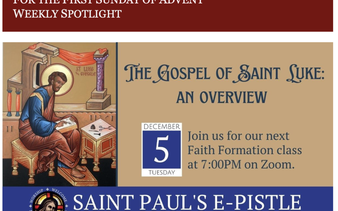 E-pistle for Sunday 3 December 2023