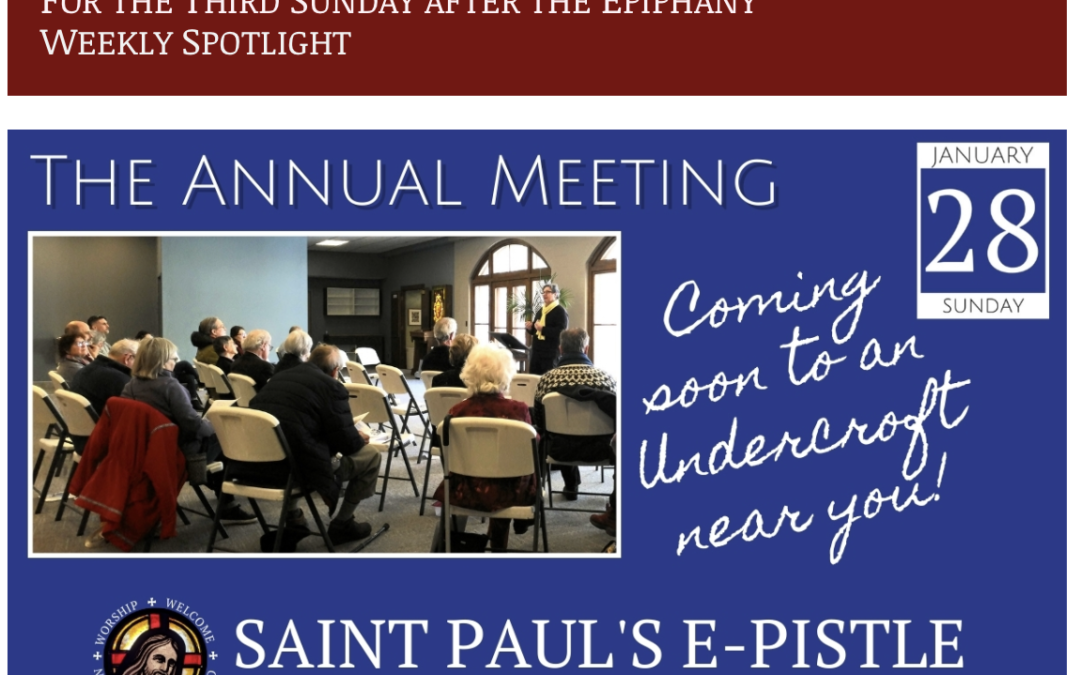 E-pistle for Sunday 21 January 2024