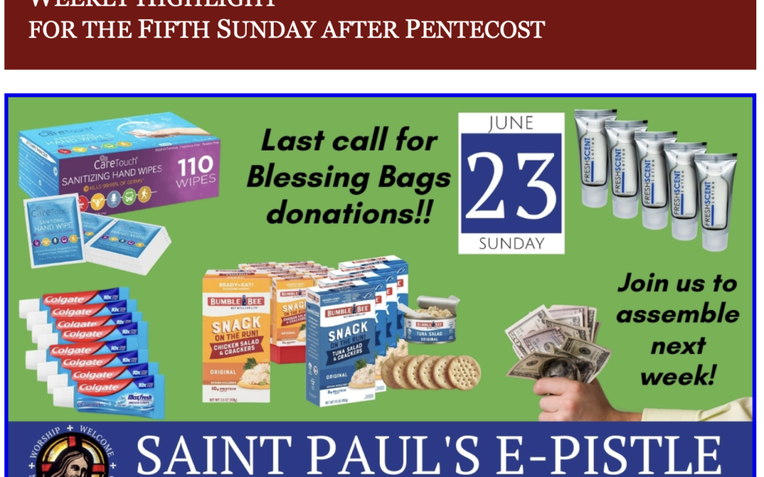 E-pistle for Sunday 23 June 2024