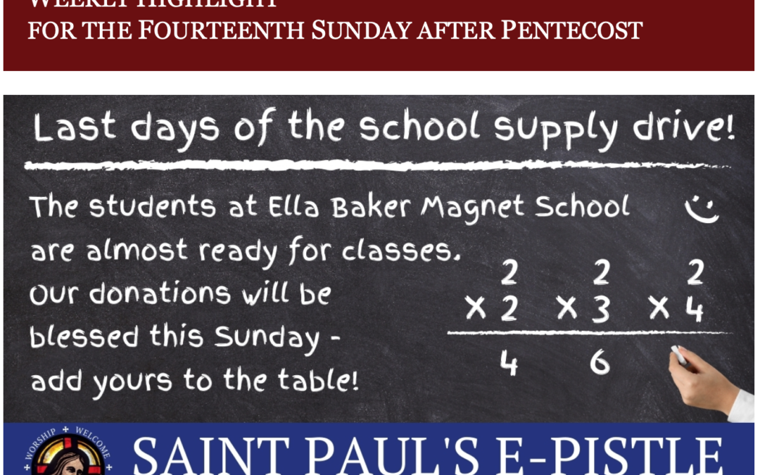 E-pistle for Sunday 25 Aug 2024