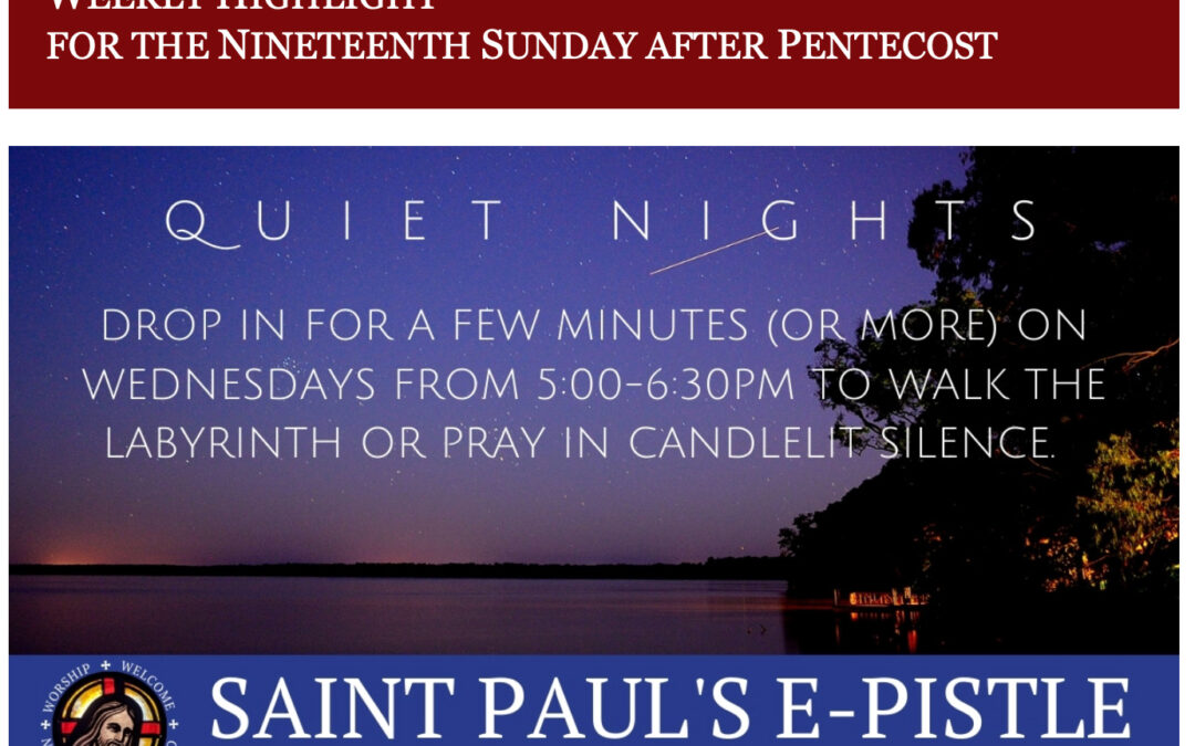 E-pistle for Sunday 29 Sept 2024