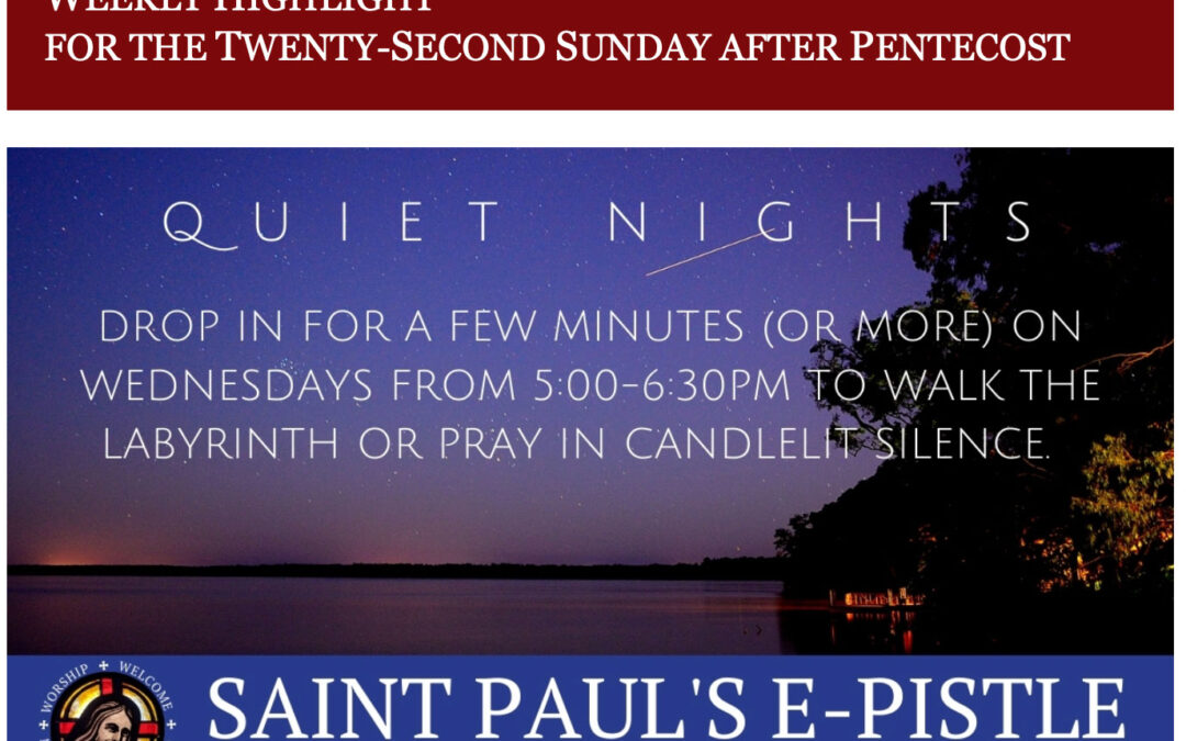 E-pistle for Sunday 20 Oct 2024