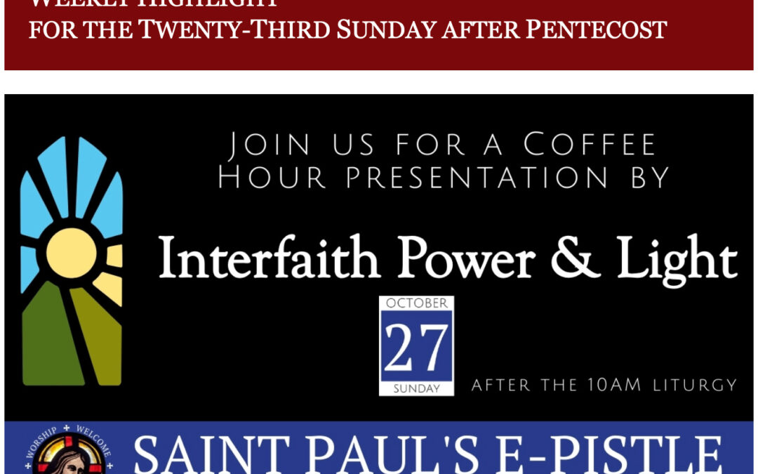 E-pistle for Sunday 27 Oct 2024