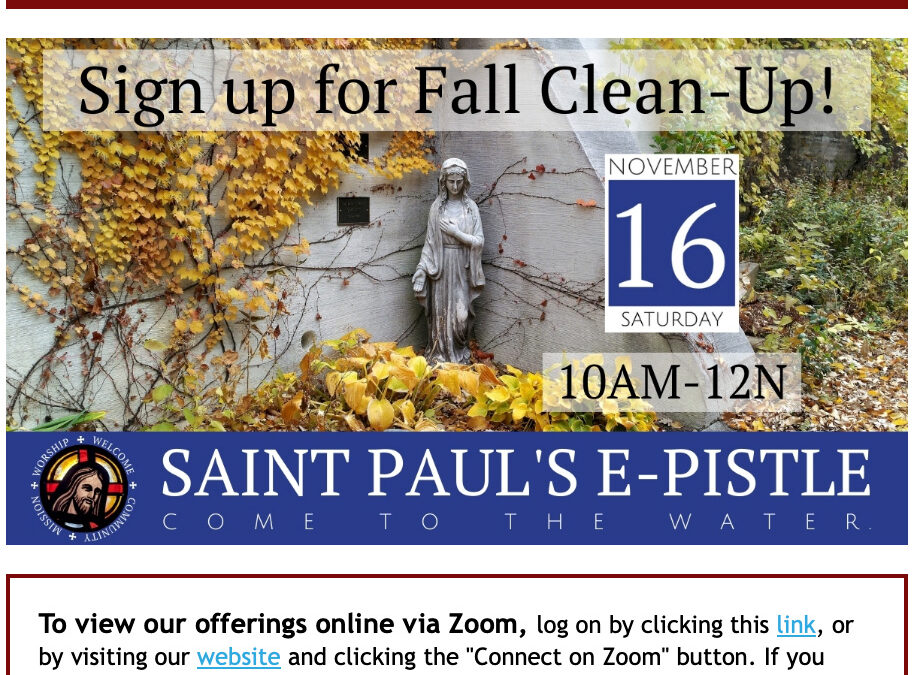 E-pistle for Sunday 10 Nov 2024