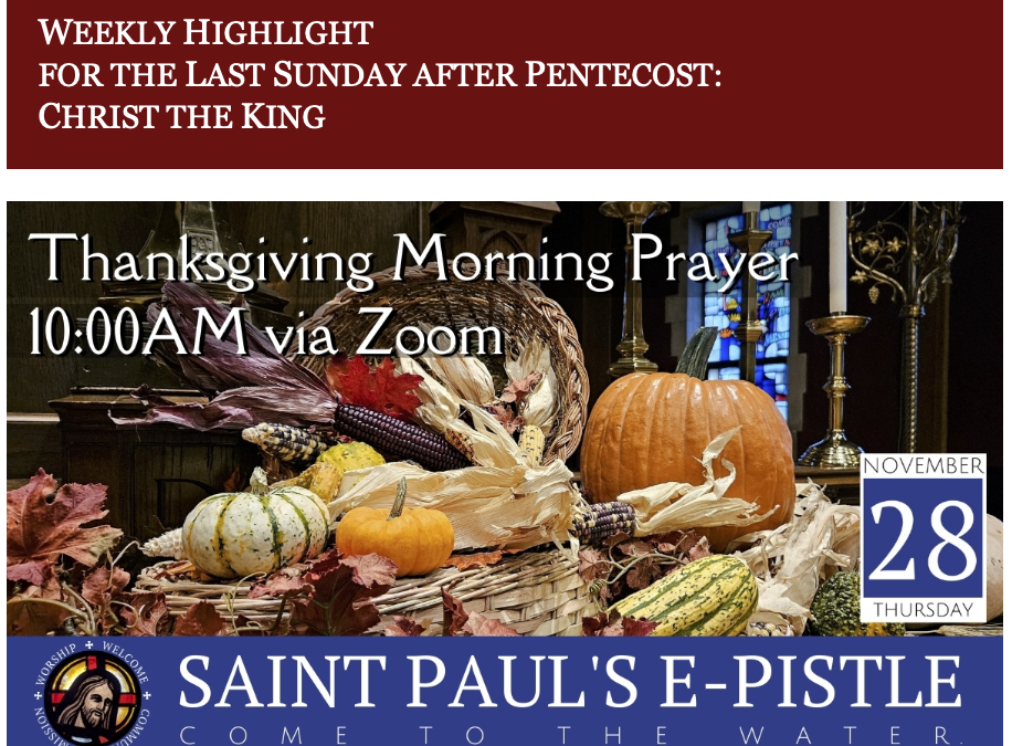 E-pistle for Sunday 24 Nov 2024