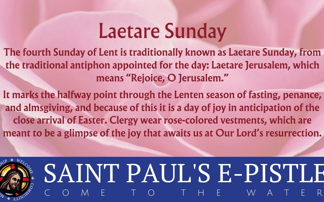 E-pistle for Sunday 30 March 2025